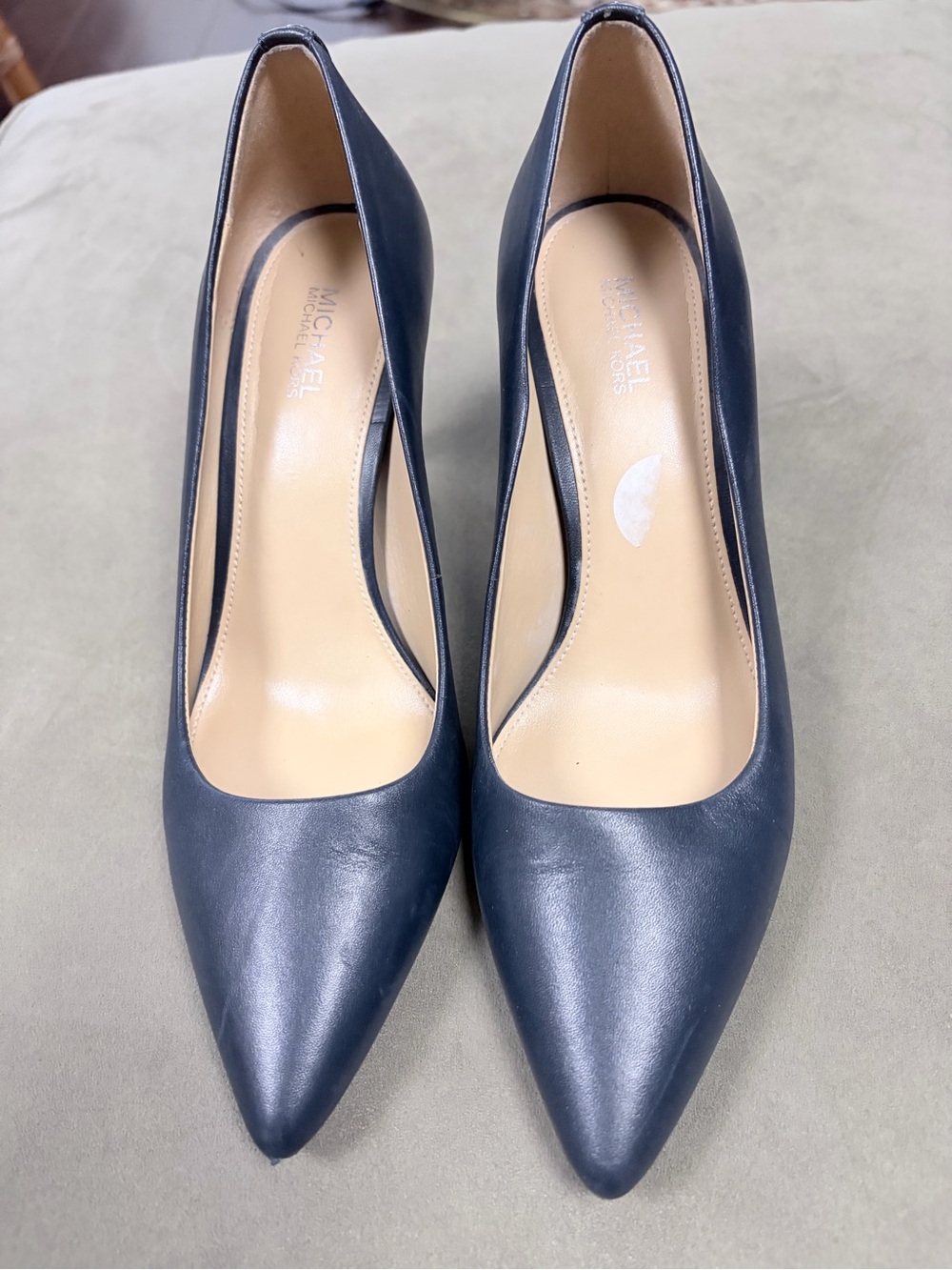 Michael Kors Navy Pointed-Toe Leather Pumps
